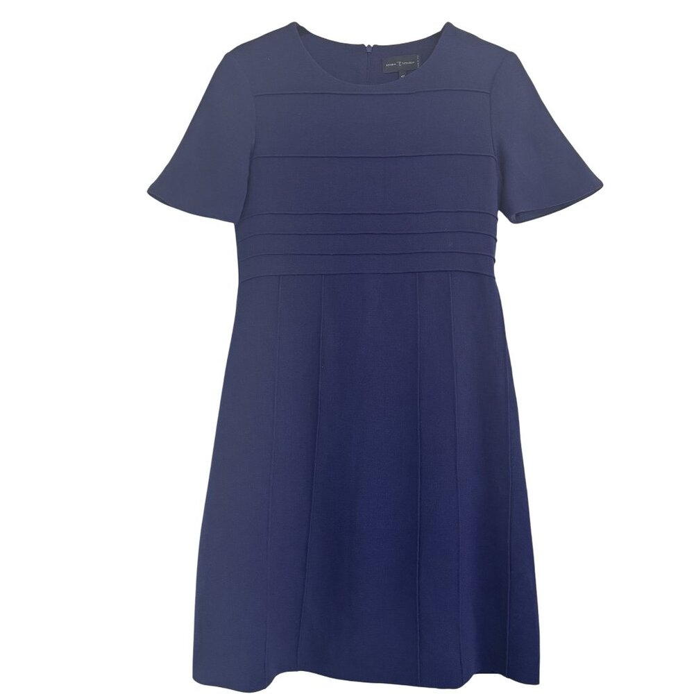 Jennifer Tattanelli Italy Virgin Wool Blue Pleated Shift Dress Size IT 40 US 6